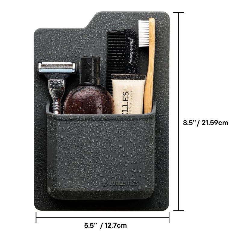 TOOLETRIES The James Organizer - Silicone Toiletry Holder, Shower & Bathroom Accessory - Features Silicone-Grip Technology, Removable & Reusable - Charcoal - Image 3
